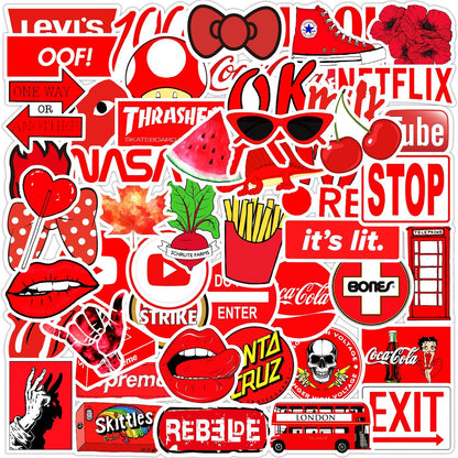 ZHJH Stickers in multiple styles trendy styles selected by fans student stickers luggage notebook tea cup cat big red bright and bright styles