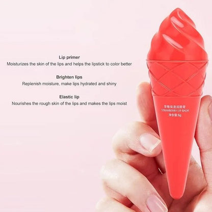 Strawberry Lip Balm Moisturizing Anti Chap Lipstick Hydrating Repair Nourishing Ice Cream Shape Lips Skin Care - Sadoer