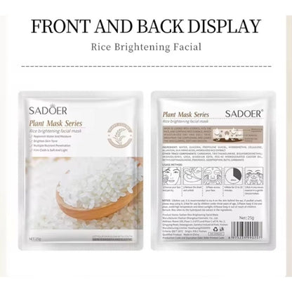 10 PIECES Sadoer Rice Facial Mask Sheets Brightening Moisturizing, Deep Repair Cleansing Natural Coffee Extracts Essence Face Masks