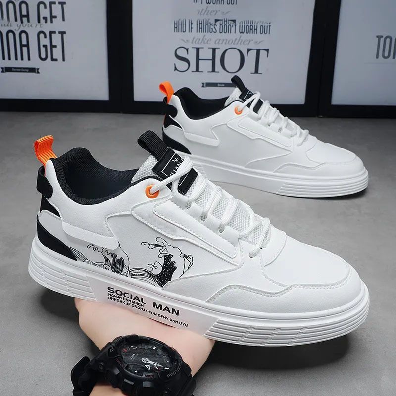 Men's Front Lace-Up Waterproof Lightweight Fine Workmanship Casual Student Skateboarding Sneakers