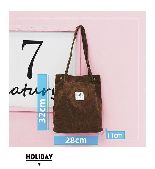 New Arrivals Women'S Bag Large Capacity Art Simple Personality All-In-One Shoulder Bag Tote Bags Handbags Corduroy Canvas Storage Bag