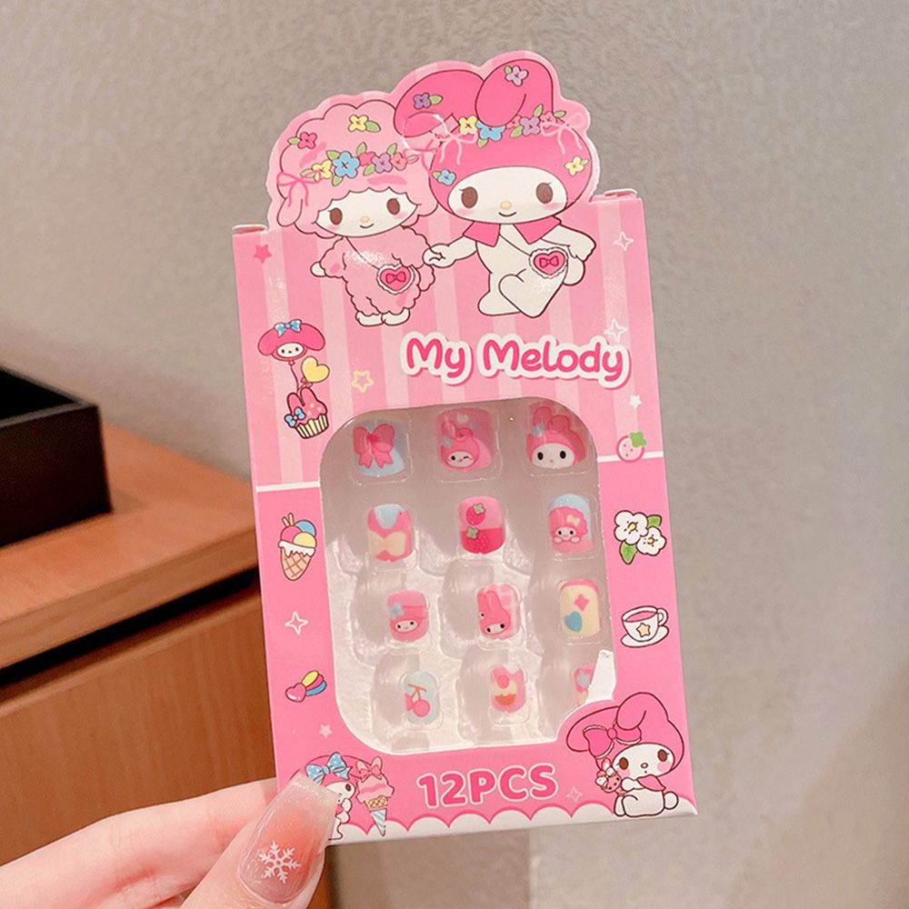 Hot selling children's nail art, bright pink, gradient color, European nail art, fake nail wearing nail art