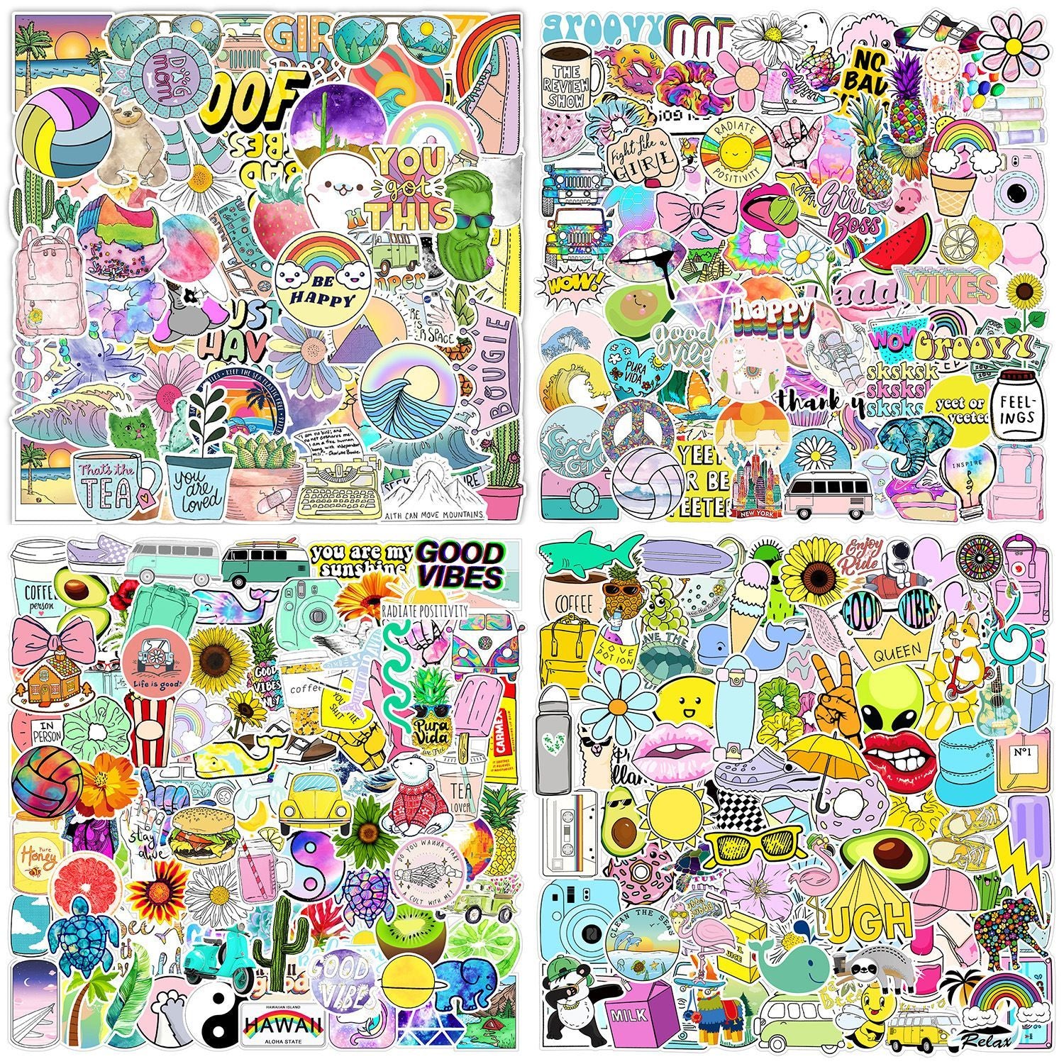 ZHJH Stickers in multiple styles trendy styles selected by fans student stickers luggage notebook tea cup cat big red bright and bright styles