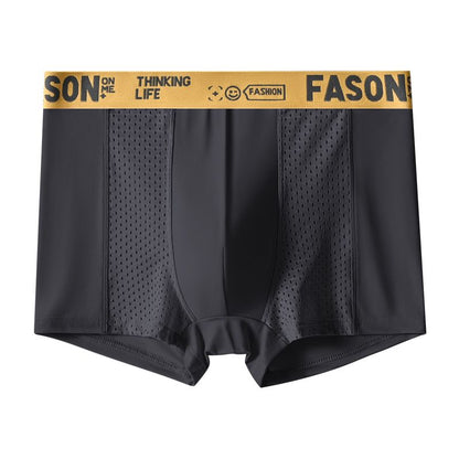 4PCS Men's Ice Silk Underwear Summer Thin Antibacterial Flat Corner Pants Men's Breathable Four Corner Shorts Men's Shorts Head Quick Drying