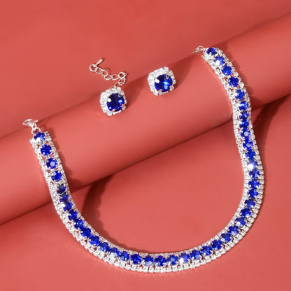 Necklace, gemstone, women's earring set, collarbone chain, high-end accessory Necklace and earring set