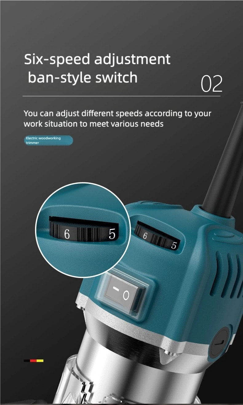 6 Speed A set of Electric woodworking , 800W Handheld Electric edger,Electric router,manual wood trimmer with 15 1/4 "drill bit sets, edge and roller guide rails,Electric router