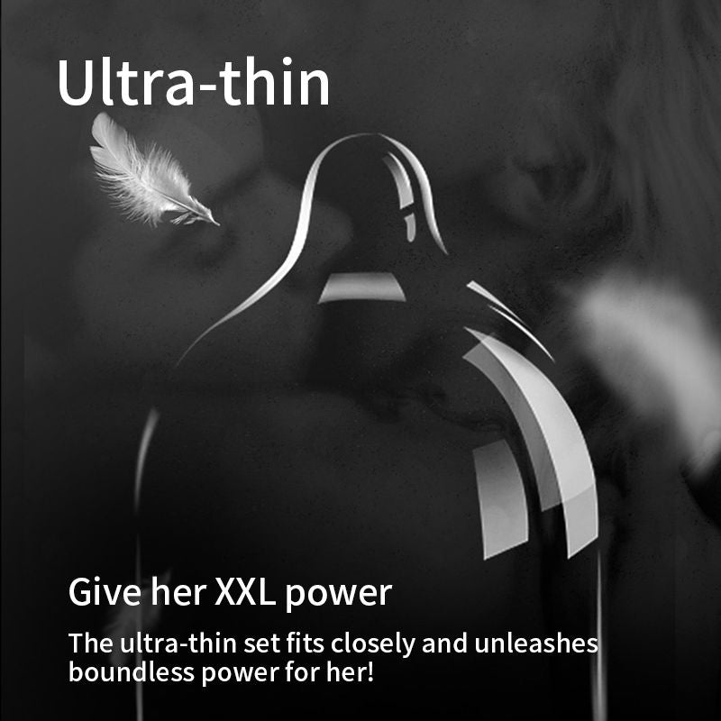 A 58mm extra-large, ultra-thin, extra-large male condom is inserted naked into the penis condom