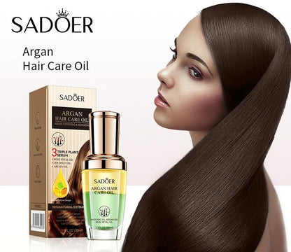 SADOER Triple Plant Serum in One Rose Petal Oil, Coconut Oil, Argan Oil Hare Care Oil, For Hair Softening Hair Repair