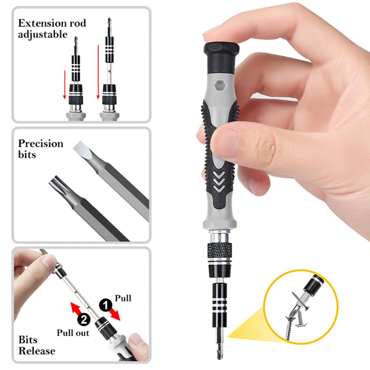 115 in 1 bit kit for mobile phone maintenance, multi-function precision screwdriver kit Black one size