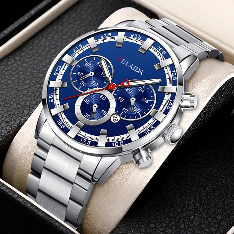 Men’s Fashion FashionStainless Steel Watches Luxury Quartz Wristwatch Calendar Luminous Clock Men Business Casual Watch