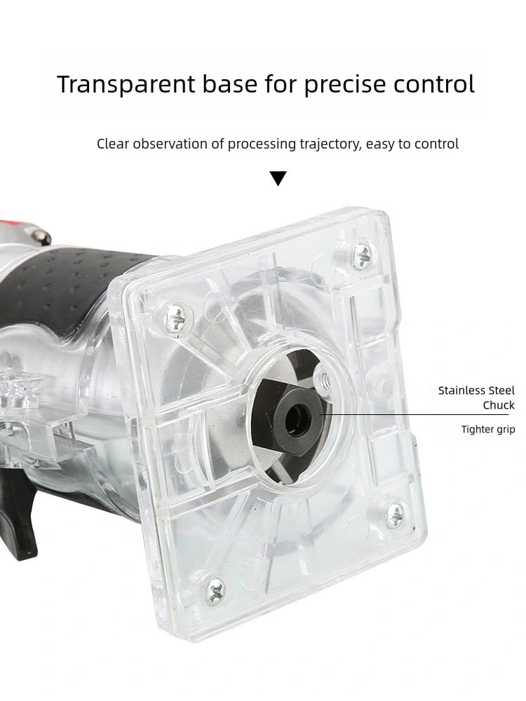 800W woodworking Electric trimmer, compact woodworking planer tools, Electric edger, Electric router, manual wood trimmer with 15 1/4 "drill bit sets, edge and roller guide rails