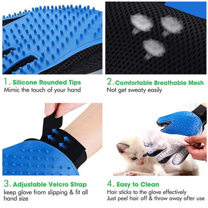 Pet Hair Removal Brush Cat and Dog Hair Removal Gloves Cat and Dog Floating Hair Bath Supplies Rubber Gloves Grooming Comb Pet Finger Cleaning Massage Tool Hair Removal Brush Pet Grooming Gloves