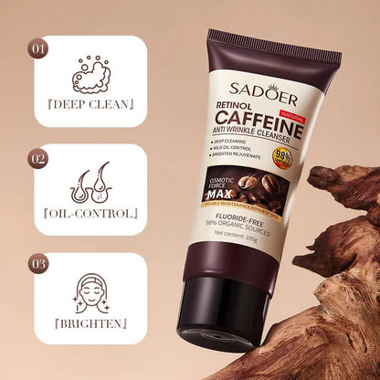 2 Pieces Sadoer Anti Aging Retinol Caffeine Face Wash + Skin Tightening Anti Wrinkles Essence, Facial Cleanser + Essence, Can add Vitamin C, the Duo Guarantee Anti Wrinkles, Anti Aging, Fade Fine Line