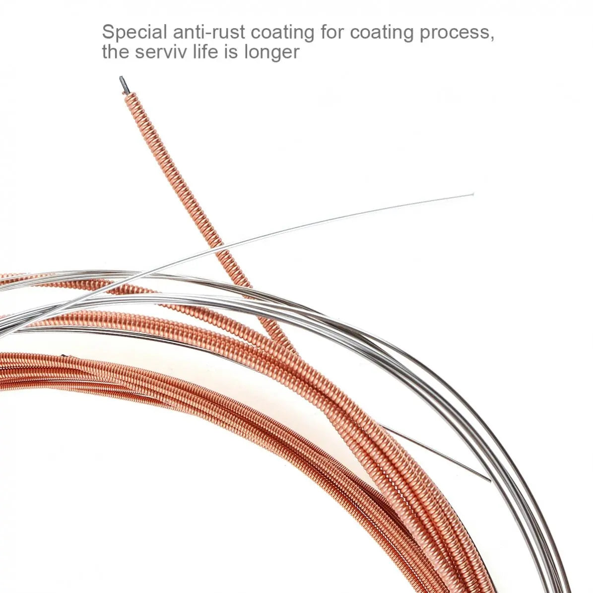 6 PCS Guitar Strings Acoustic Guitar Strings Steel Core Rust Proof String with Coated Phosphor Copper For High Moderate Hardness