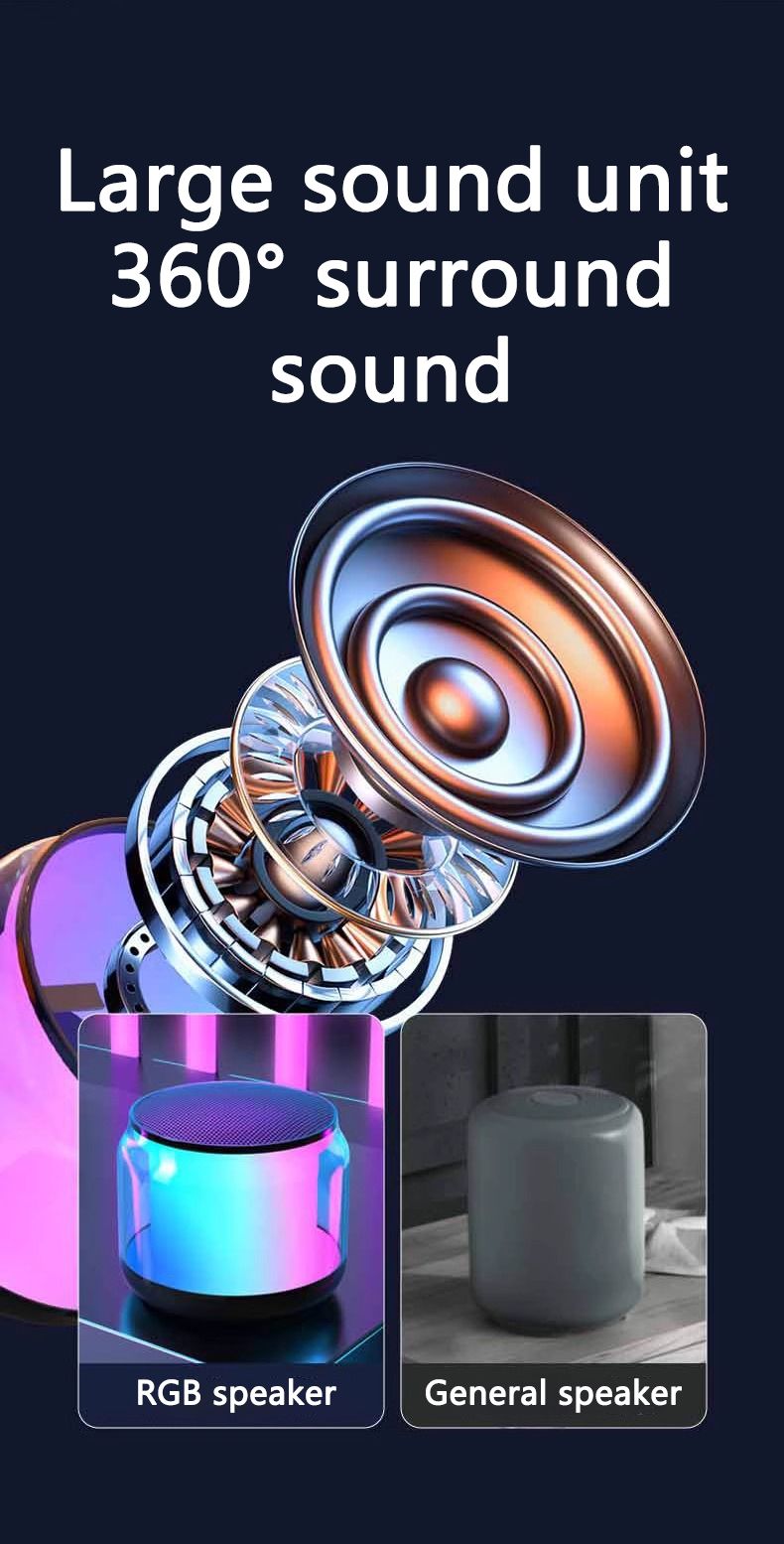 RichRipple Portable Bluetooth Speaker Colorful Lights 360°Surround Stereo Sound, Hands-Free Wireless superbass Speakers for live show party show