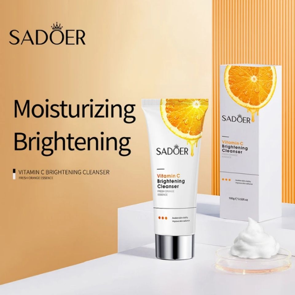 2 in 1 SADOER Skin Care Set Sadoer Vitamin C Serum + Vitamin C Face Cleanser Whitening Brightening Hydrate Dry Skin