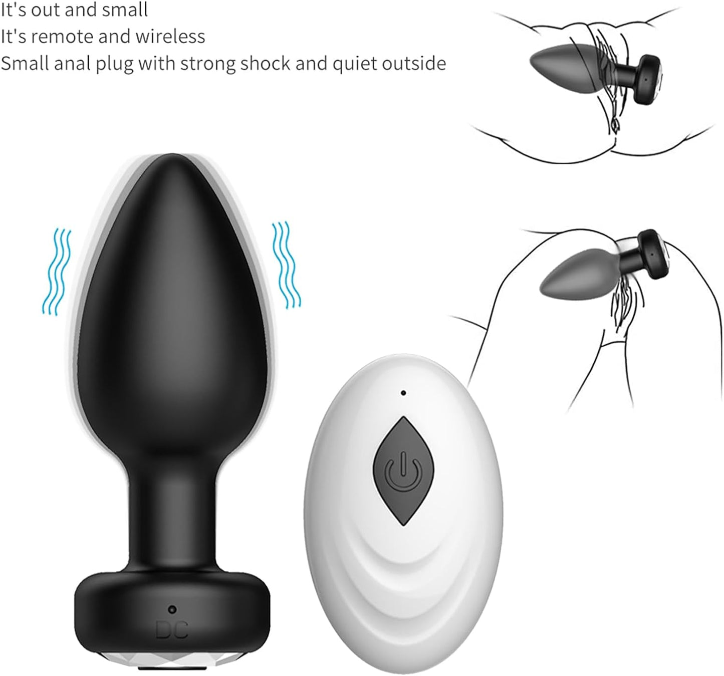 Anal Plug Adult Sex Toy,Adult Sex Toys and Games for Men Women,Wireless Remote Control 10 Frequency Vibration,Small Butt Plug for Female Male Prostate Massage Vibrating Anal Sex Toys for Men