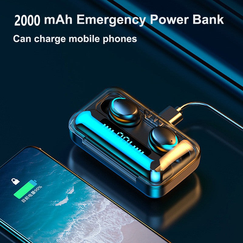 F9 Wireless Bluetooth 5.1 Earphones Headsets 2000mAh Battery Large Capacity