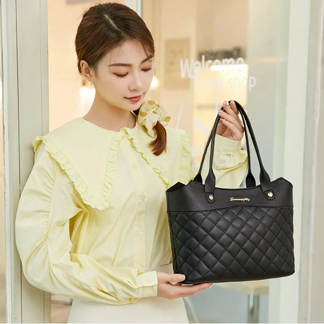 PU Leather Tote Bag Simple Style Elegant Wild Street Women Large Handbag