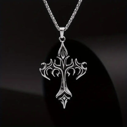 Stainless Steel Necklace Flame Vintage Men'S Pendant Necklace Accessories Alloy Personality Cross