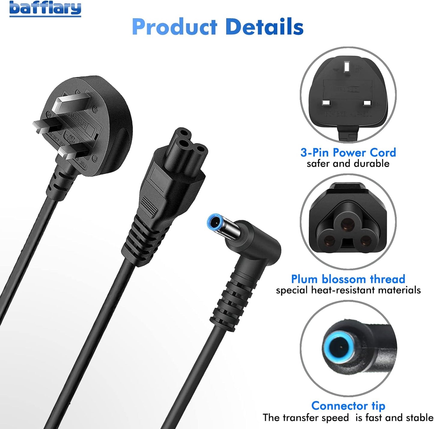 65W HP Laptop Adapter Charger,19.5V 3.33A Power DC 4.5x3.0mm Supply for HP Pavilion x360 11 13 15, HP ProBook 450 430 440 446 455 470 G8 G7 G6 G5 G4, HP EliteBook 840 G5