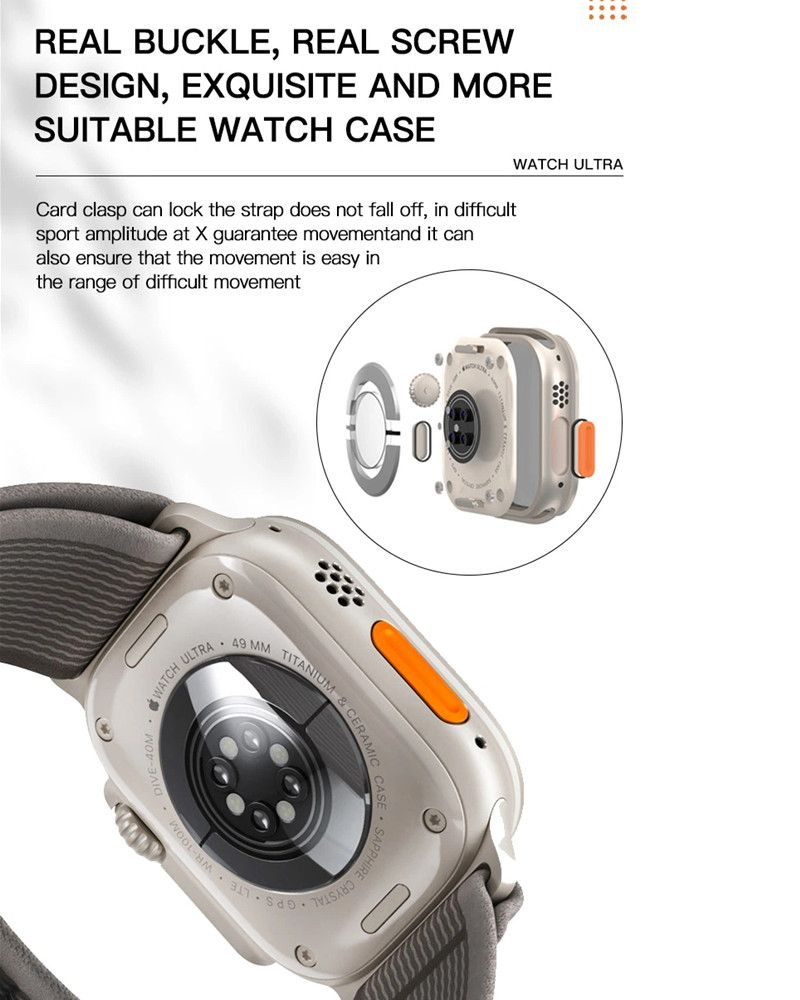 RichRipple U9 Ultra Smart Watch Strap 49mm 2.01 Inch Full Touch Screen Sports Fitness Watch IP68 Waterproof Bluetooth Smart Watch