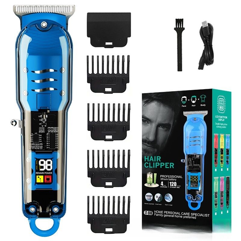 Transparent Body Electric Hair Clipper Professional Trimmer USB Rechargeable Hair Cutting Machine For Men Holiday Gift For Him