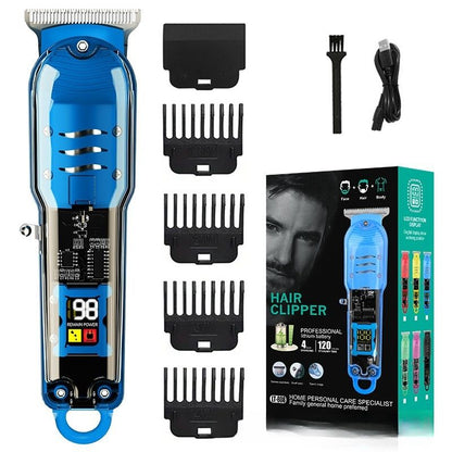 Transparent Body Electric Hair Clipper Professional Trimmer USB Rechargeable Hair Cutting Machine For Men Holiday Gift For Him