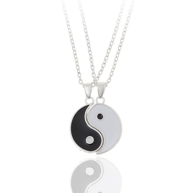 2 pcs/set Hot sale new style stitching gossip yin yang couple necklace Brand MM