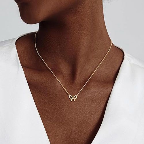 bow necklace women/woman necklace choker/chocker clavicle necklace, 18K Golden plated Bow Dainty Necklace Bow Pendant Choker Necklace Trendy Bow Necklace Gold Chain Necklaces Jewelry Gift for lady