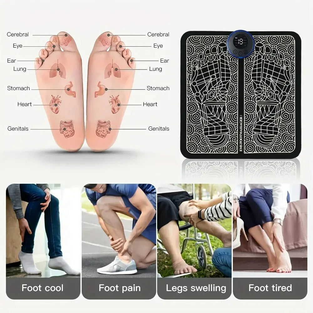 USB EMS Foot Massager Pad Portable Foot Care Massage Mat Pulse Muscle Stimulation Improve Blood Circulation Relieve Fatigue Relax Feet Footmassager Pad