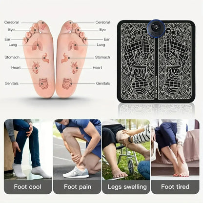 USB EMS Foot Massager Pad Portable Foot Care Massage Mat Pulse Muscle Stimulation Improve Blood Circulation Relieve Fatigue Relax Feet Footmassager Pad