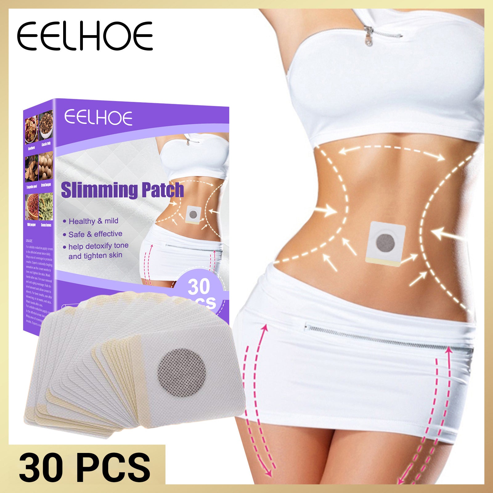 30pcs Slimming Weight Loss Sticker Abdomen Fat Burning Sticker Body Shaping Paste Belly Waist Plaster