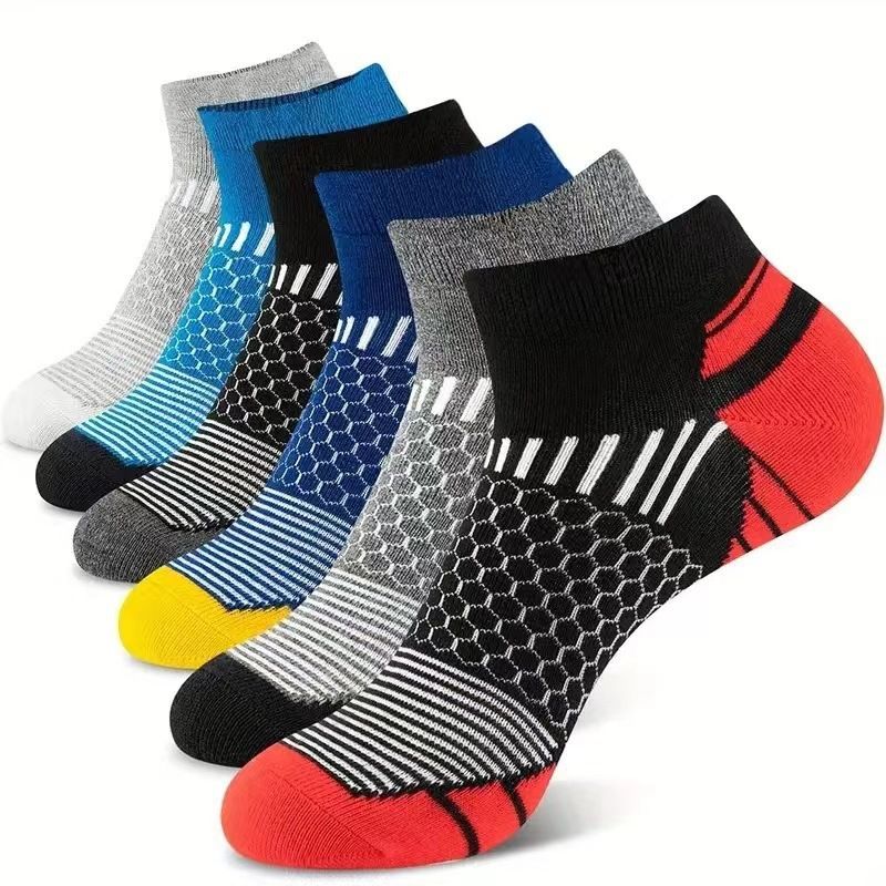 6 Pack Men's Ankle Socks, Cushion Running Athletic Socks, Breathable Sports Low Cut Socks