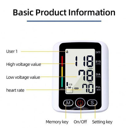 Blood Pressure Monitor Upper Arm Automatic Tonometer LCD Digital