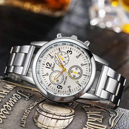Fashion Mens Sports Watches Luxury Men Stainless Steel Quartz Wrist Watch for Man Business Casual Male Gift
