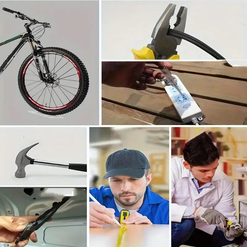 16-Piece Household Tool Set with Wire Crimpers and Iron Handles - Multifunctional Hand Tool Kit for Home Repair, Vehicle Maintenance & DIY Projects - Essential Hammer, Wrench & Screwdriver Combo