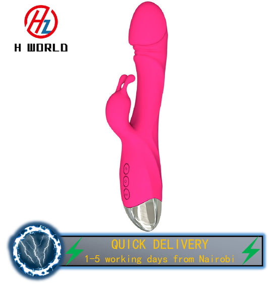 HW Silicone rabbit double shock 7 Thrusting & 10 Vibration Patter G-spot vibration orgasm massage stick female fun masturbation appliances adult sex products