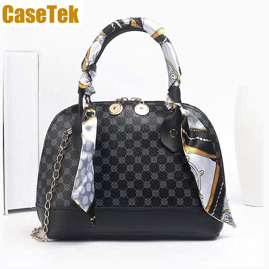 New arrival small small sling bag check video fast delivery CaseTek Women's small sling bag Fashion Handbags with scarf ladies Shoulder bag good designPU bag