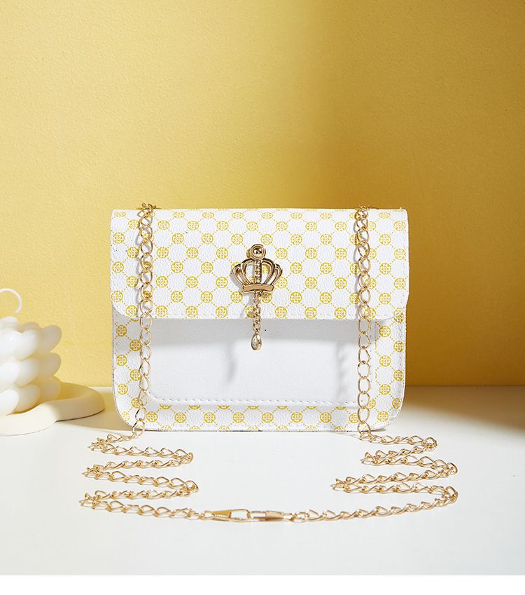 Simple chain bag print classic pearl bag flower material small crossbody bags