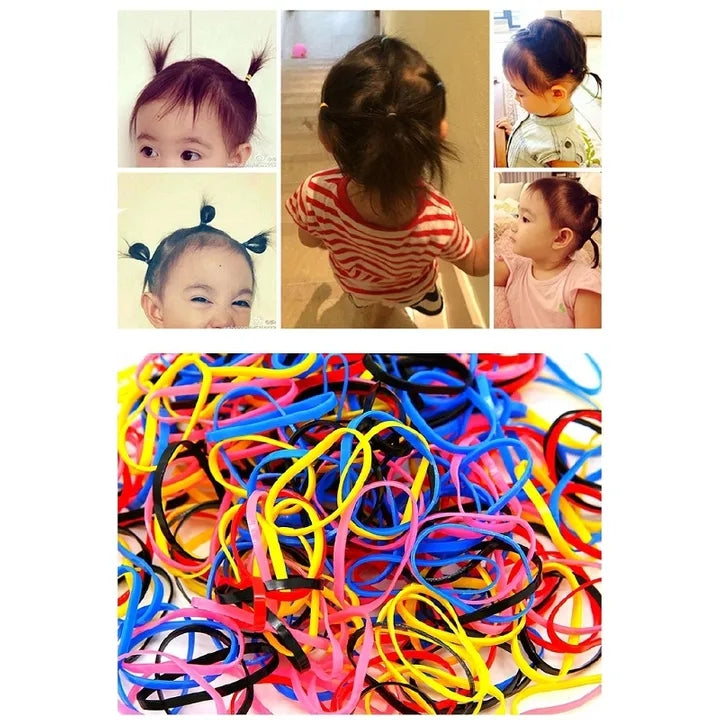 1000pcs Girls Colourful Disposable Rubber Band Elastic Hair Bands Headband Children Ponytail Holder Bands Kids Hair Accessories