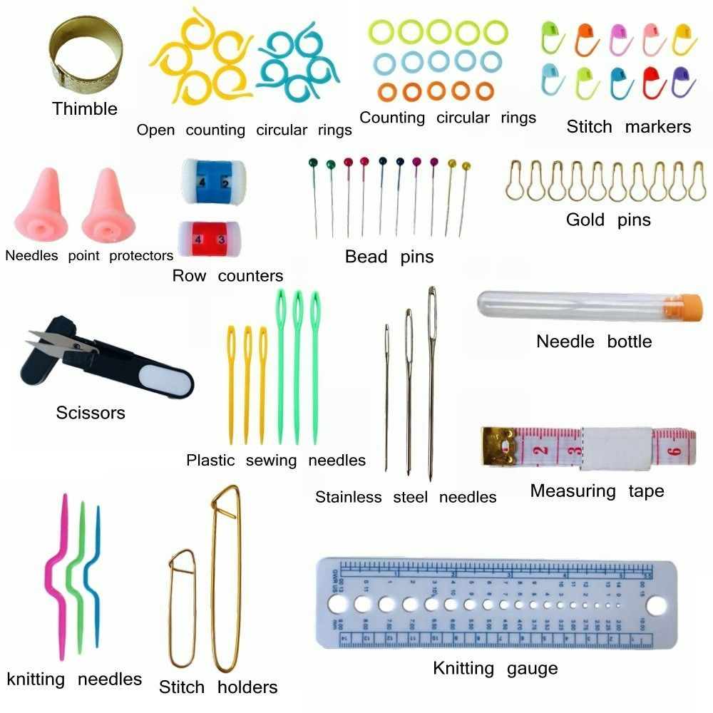 100 DIY Accessories Set Portable Storage Bag Sweater Needle Knitting Tool Set