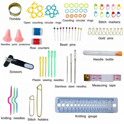 100 DIY Accessories Set Portable Storage Bag Sweater Needle Knitting Tool Set