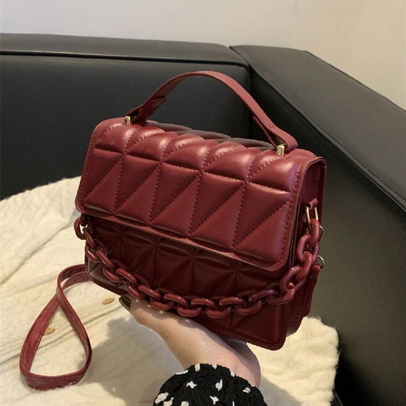 New Arrival Casetek fashion big discount Simple and retro small square handbag with chain, single shoulder crossbody bag with diamond pattern