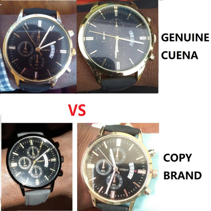 CUENA Men Watch leather straps Stainless Steel Good Quartz Luxury Man Wristwatch Waterproof Watches Fashion Business Quartz Analog Fashion Male Watch Wrist Watch Valentines Christmas New Year Gift