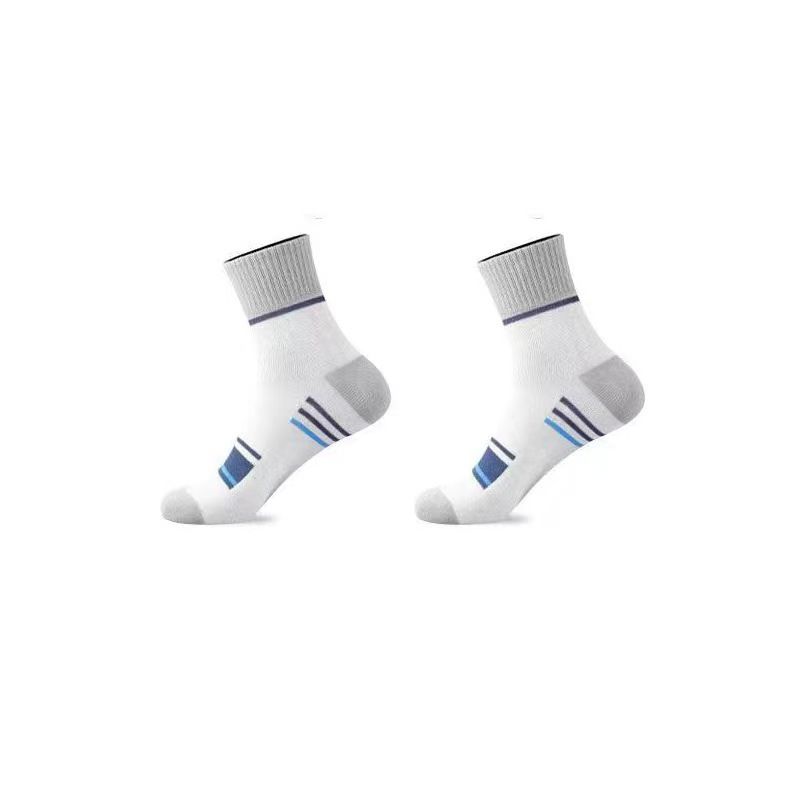 5PCS Men's autumn and winter socks with color blocking stripes, sweat absorbing, breathable, and odor proof midsole socks, simple and versatile