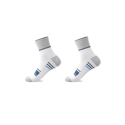 5PCS Men's autumn and winter socks with color blocking stripes, sweat absorbing, breathable, and odor proof midsole socks, simple and versatile