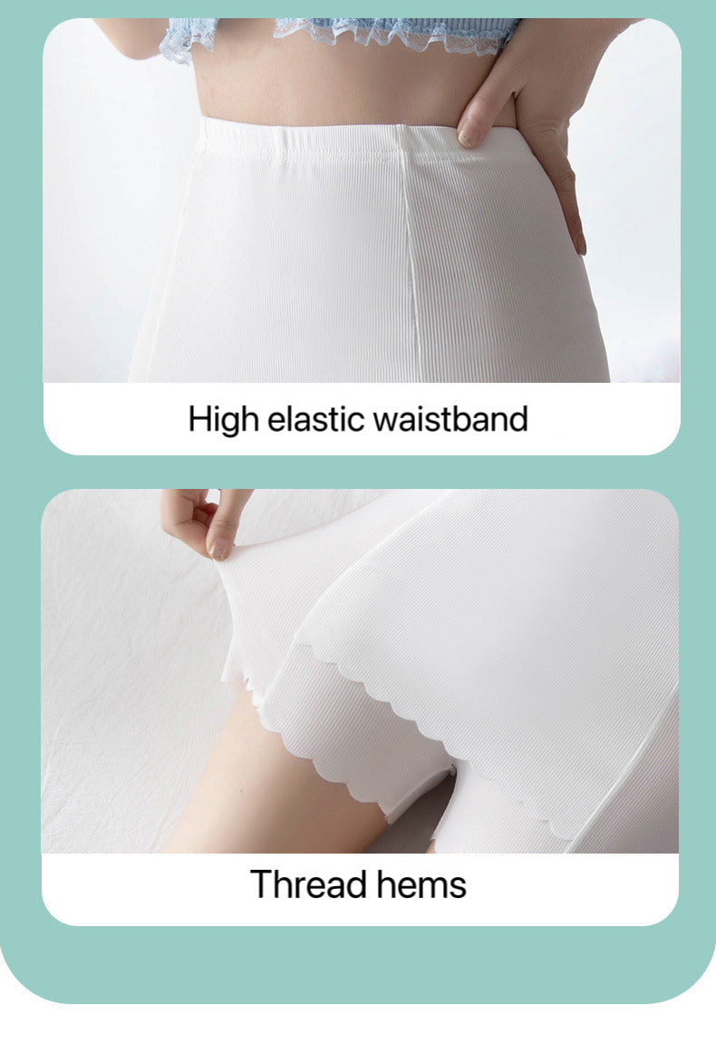 2Pcs New Arrival Women's Clothing Ice Silk Safety Pants Anti glare Summer Blocked Triangle Area Traceless three part safety pants Interlayer leggings Ladies underwear