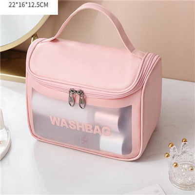 New arrival 1p PU Woman Toiletry Bag Transparent Waterproof Makeup Storage Box Large Capacity Cosmetic Bag Portable Travel Wash Storage Bag