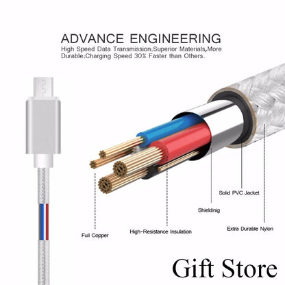type c Charger Cable Fast Charging data line For Android Phone Nylon Data Cables charging cables